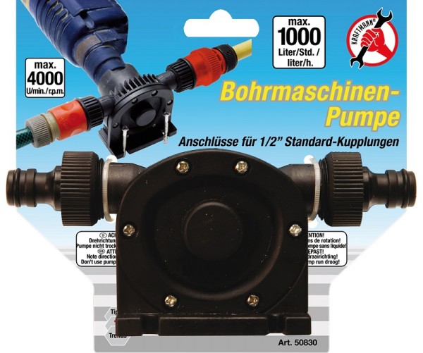 Kraftmann 50830 Bohrmaschinen Pumpe 1/2" Absaugpumpe 1000 l/h Förderpumpe